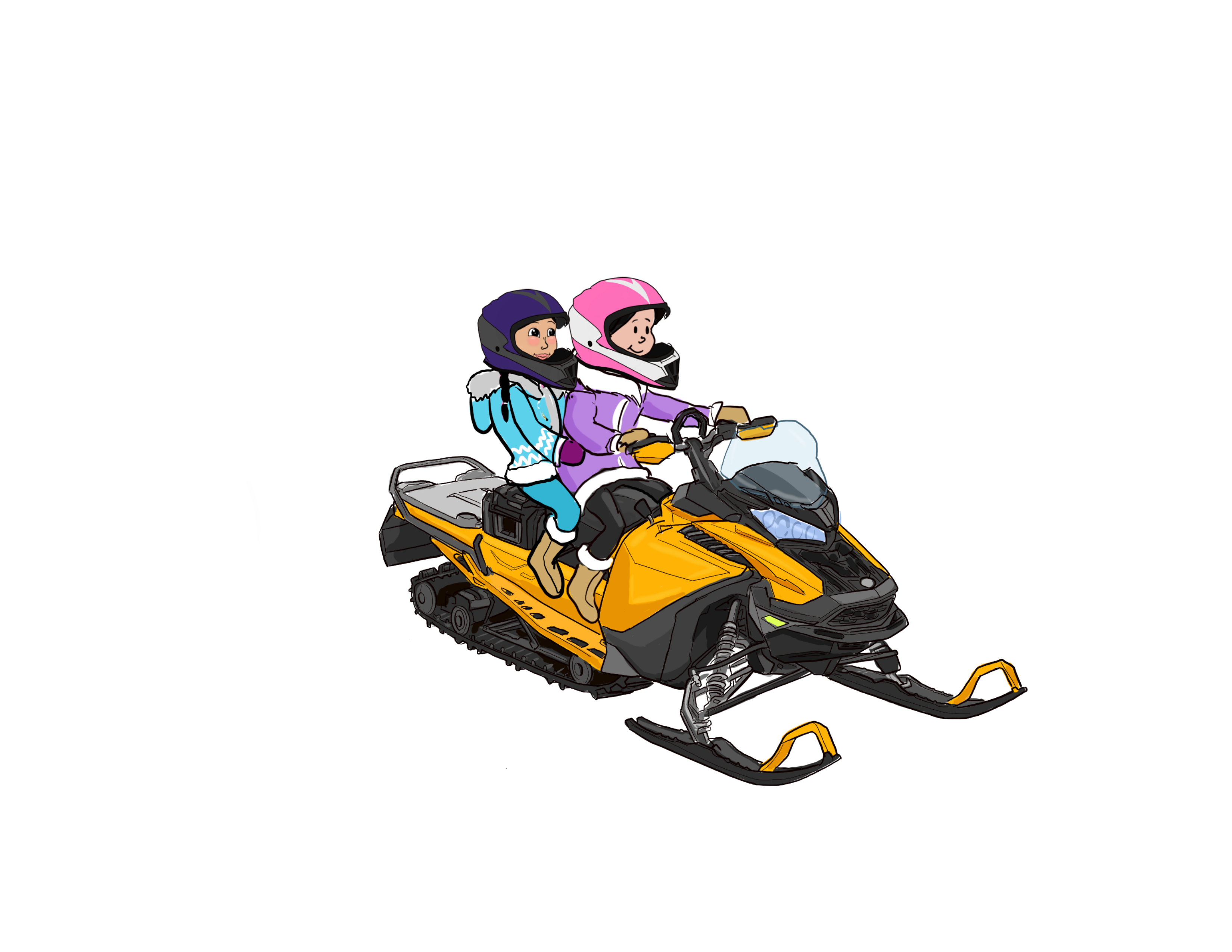 Snowmobile with kids